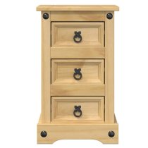 Croydon Wooden Bedside Cabinet Small With 3 Drawers In Brown