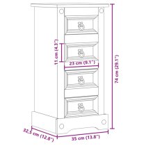 Croydon Wooden Bedside Cabinet With 4 Drawers In Brown