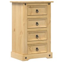 Croydon Wooden Bedside Cabinet Wide With 4 Drawers In Brown