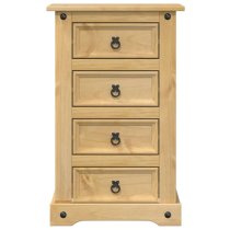 Croydon Wooden Bedside Cabinet Wide With 4 Drawers In Brown