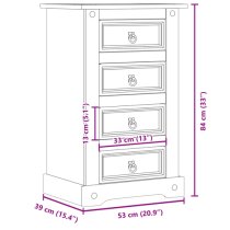 Croydon Wooden Bedside Cabinet Wide With 4 Drawers In Brown