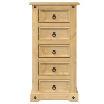 Croydon Wooden Bedside Cabinet With 5 Drawers In Brown