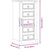 Croydon Wooden Bedside Cabinet With 5 Drawers In Brown