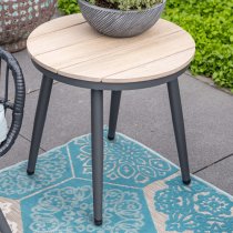 Margarita Wooden Side Table Round In Light Teak