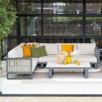 Bolzano Corner Lounge Set With Coffee Table In Black And Taupe