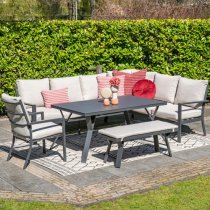 Seraglio Corner Lounge Dining Set Right In Carbon Black