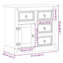 Croydon Wooden Sideboard With 1 Door 4 Drawers In Brown