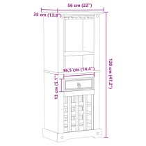 Croydon Wooden Wine Cabinet With 1 Drawer In Brown