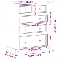 Croydon Wooden Chest Of 5 Drawers Large In Brown