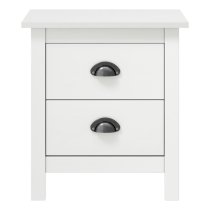 Kendal Wooden Bedside Cabinet With 2 Drawers In White