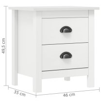 Kendal Wooden Bedside Cabinet With 2 Drawers In White