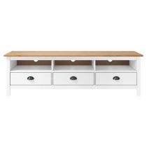 Kendal Wooden TV Stand With 3 Drawers In White And Brown