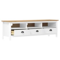 Kendal Wooden TV Stand With 3 Drawers In White And Brown