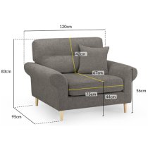 Folsom Fabric 1 Seater Sofa In Mocha