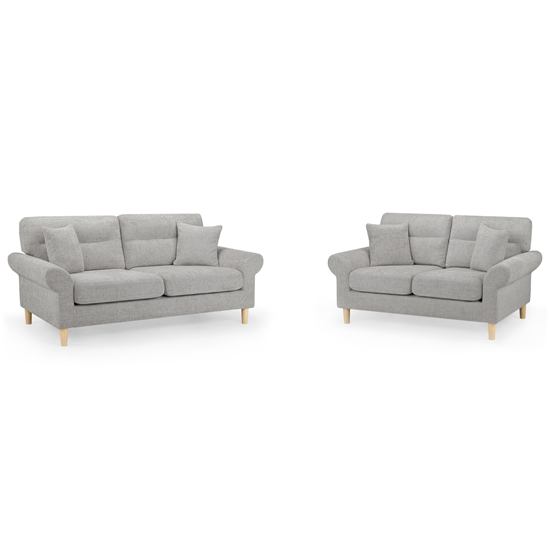 Folsom Fabric 3+2 Seater Sofa Set In Silver