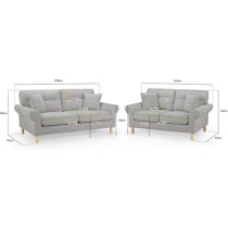 Folsom Fabric 3+2 Seater Sofa Set In Silver