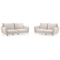 Lazard Plush Velvet 3+2 Seater Sofa Set In Beige