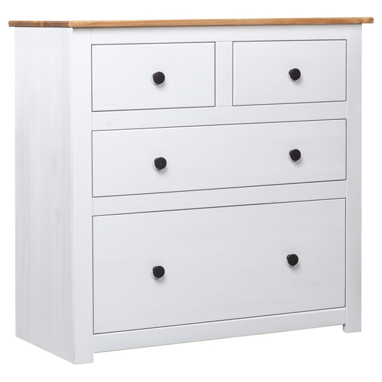 Bury Wooden Chest Of 4 Drawers Tall In White And Brown