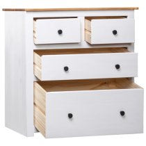 Bury Wooden Chest Of 4 Drawers Tall In White And Brown