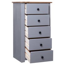 Bury Wooden Chest Of 5 Drawers Tall In Grey And Brown