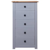 Bury Wooden Chest Of 5 Drawers Tall In Grey And Brown