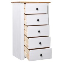 Bury Wooden Chest Of 5 Drawers Tall In White And Brown