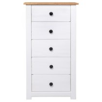 Bury Wooden Chest Of 5 Drawers Tall In White And Brown