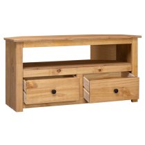 Bury Wooden TV Stand Corner With 2 Drawers In Brown