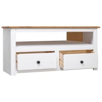 Bury Wooden TV Stand Corner With 2 Drawers In White And Brown