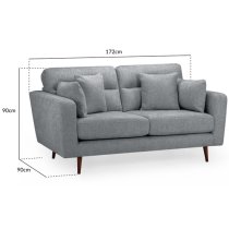 Zanita Fabric 2 Seater Sofa In Grey