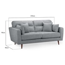 Zanita Fabric 3 Seater Sofa In Grey