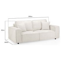 Maria Fabric 3 Seater Sofa In Cream