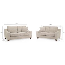 Nazra Fabric 3+2 Seater Sofa Set In Stone