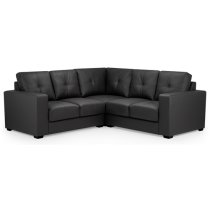 Olivia Large Faux Leather Corner Sofa In Black