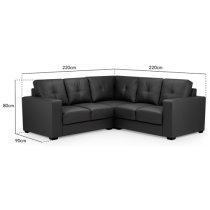 Olivia Large Faux Leather Corner Sofa In Black