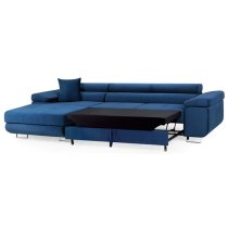 Torrez Plush Velvet Corner Sofa Bed Left Hand In Blue