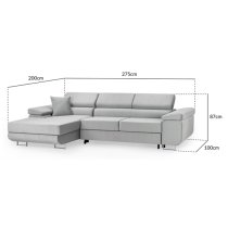 Torrez Plush Velvet Corner Sofa Bed Left Hand In Grey