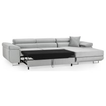 Torrez Plush Velvet Corner Sofa Bed Right Hand In Grey