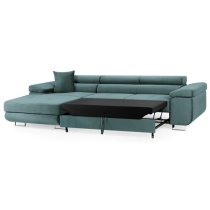 Torrez Plush Velvet Corner Sofa Bed Left Hand In Teal