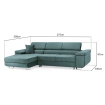 Torrez Plush Velvet Corner Sofa Bed Left Hand In Teal