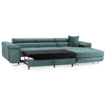 Torrez Plush Velvet Corner Sofa Bed Right Hand In Teal