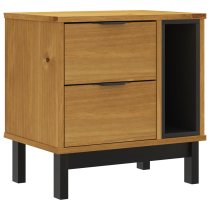 Buxton Wooden Bedside Cabinet With 2 Drawers In Brown Black