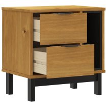 Buxton Wooden Bedside Cabinet With 2 Drawers In Brown Black