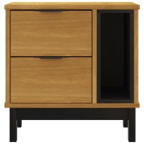 Buxton Wooden Bedside Cabinet With 2 Drawers In Brown Black