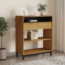 Buxton Wooden Bar Table With 2 Drawers In Brown Black