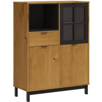 Buxton Wooden Highboard With 2 Doors 1 Drawer In Brown Black