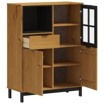 Buxton Wooden Highboard With 2 Doors 1 Drawer In Brown Black