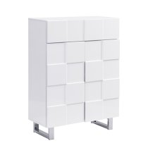 Aspen High Gloss Shoe Cabinet With 2 Doors 1 Drawer In White