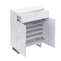 Aspen High Gloss Shoe Cabinet With 2 Doors 1 Drawer In White