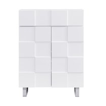 Aspen High Gloss Shoe Cabinet With 2 Doors 1 Drawer In White